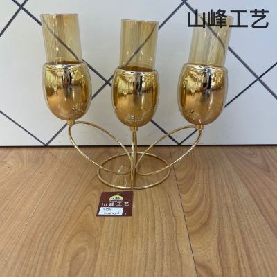 S594 Metal Candlestick Alloy Candlestick Crystal Candlestick Glass Candlestick Home Decorations Decorative Crafts