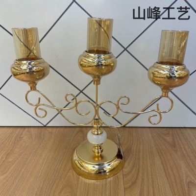 S727 Metal Candlestick Alloy Candlestick Crystal Candlestick Glass Candlestick Home Decorations Decorative Crafts