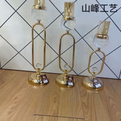 S679c Metal Candlestick Alloy Candlestick Crystal Candlestick Glass Candlestick Home Decorations Decorative Crafts