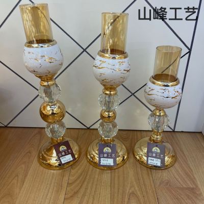 S672c New Candlestick Crystal Glass Candlestick Metal Candlestick European Candlestick Decorative Crafts