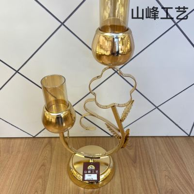 S838 New Candlestick Crystal Glass Candlestick Metal Candlestick European Candlestick Decorative Crafts