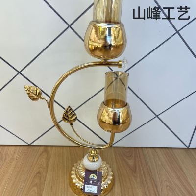 S836 New Candlestick Crystal Glass Candlestick Metal Candlestick European Candlestick Decorative Crafts