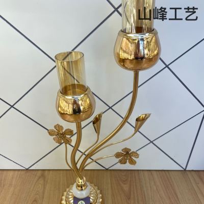 S835 New Candlestick Crystal Glass Candlestick Metal Candlestick European Candlestick Decorative Crafts