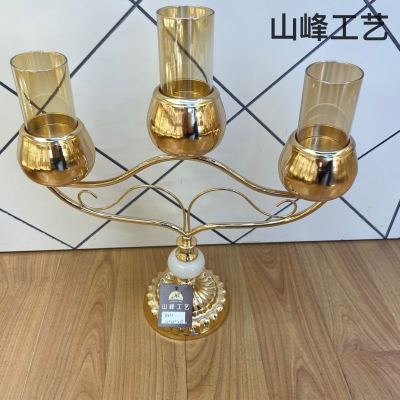 S832 New Candlestick Crystal Glass Candlestick Metal Candlestick European Candlestick Decorative Crafts