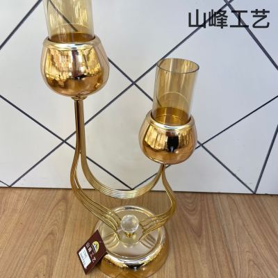 S839 New Candlestick Crystal Glass Candlestick Metal Candlestick European Candlestick Decorative Crafts