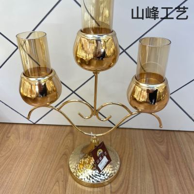 S841 New Candlestick Crystal Glass Candlestick Metal Candlestick European Candlestick Decorative Crafts