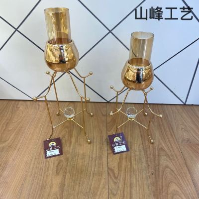 S845a New Candlestick Crystal Glass Candlestick Metal Candlestick European Candlestick Decorative Crafts
