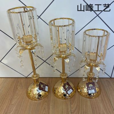 S736a New Candlestick Crystal Glass Candlestick Metal Candlestick European Candlestick Decorative Crafts