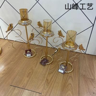 S737b New Candlestick Crystal Glass Candlestick Metal Candlestick European Candlestick Decorative Crafts