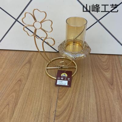 S738 New Candlestick Crystal Glass Candlestick Metal Candlestick European Candlestick Decorative Crafts
