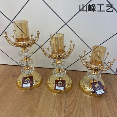 S740c New Candlestick Crystal Glass Candlestick Metal Candlestick European Candlestick Decorative Crafts