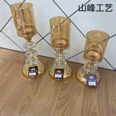 S741c New Candlestick Crystal Glass Candlestick Metal Candlestick European Candlestick Decorative Crafts