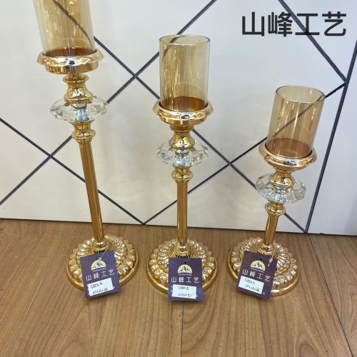 S852C婚庆用品烛台 水晶玻璃烛台 金属烛台 欧式烛台装饰工艺品