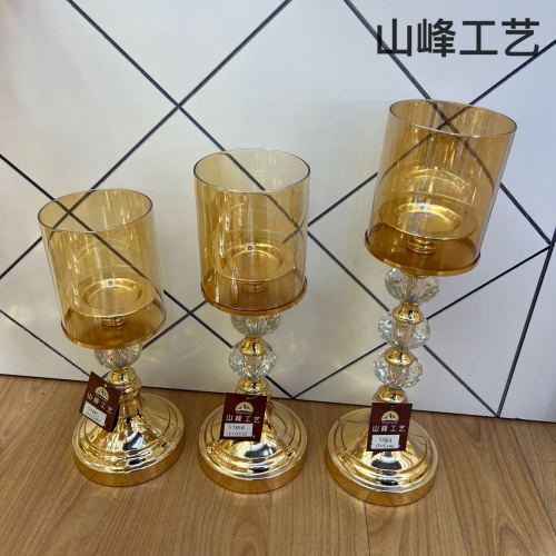 S786B婚庆用品烛台 水晶玻璃烛台 金属烛台 欧式烛台装饰工艺品