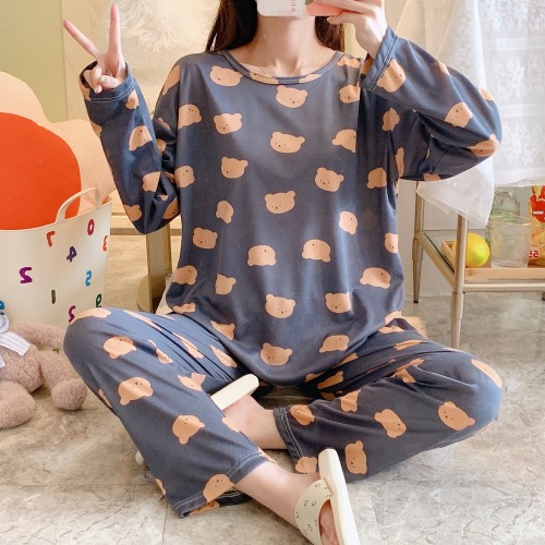 women‘s pajamas autumn and winter long sleeves cute student can be worn outside summer thin two-piece suit spring and autumn homewear