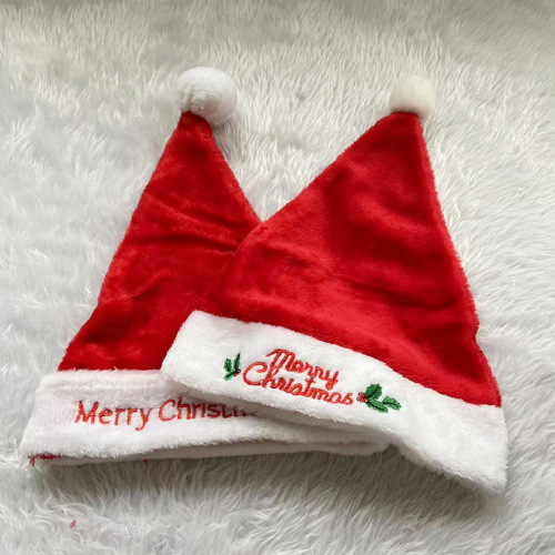 christmas hat santa claus letter embroidery silk red snowflake plush christmas hat christmas embroidery decorations