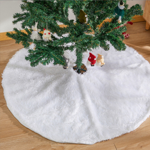 cross-border christmas tree skirt decoration pure white falling water imitation rabbit fur fleece-lined christmas tree skirt long fur tree skirt in stock