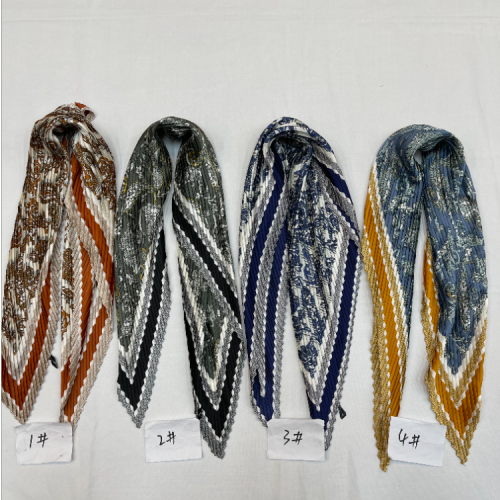 2024 new spring and summer korean style small square towel 70*70 artificial silk fashion scarf satin square towel crumpled