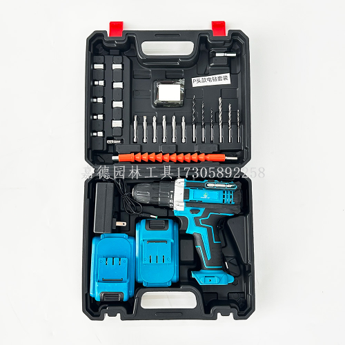 多功能锂电钻套装 钻夹头多功能工业级锂电池手枪式打孔手电钻