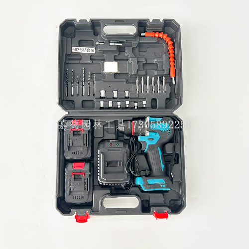 锂电冲击钻套装 多功能钻夹头多功能工业级锂电池打孔手电钻