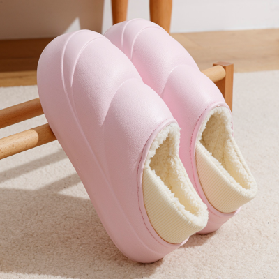 Poop Feeling Ankle Wrap Cotton Slippers Female Home Outdoor Keep Warm Fleece-Lined Couple Fluffy Shoes