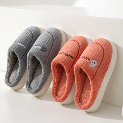 Cotton Slippers Women's Household Indoor Warm Plush Thickened Couple Lightweight Outdoor Wear Cotton Shoes