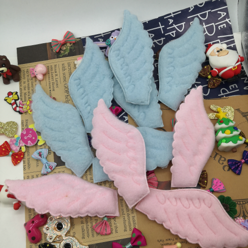 Cartoon Plush Angel Wings Ultrasonic Embossed Cloth Sticker Children‘s Shoes and Hats Clothing Accessories Purse Accessories