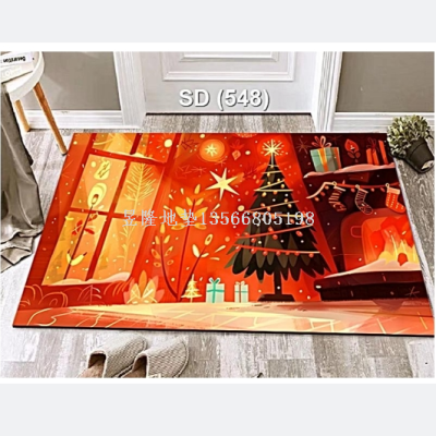 Christmas Crystal Velvet Printed Factory Direct Sales Carpet Non-Slip Mat Climbing Pad Floor Mat Door Mat Rubber Pad