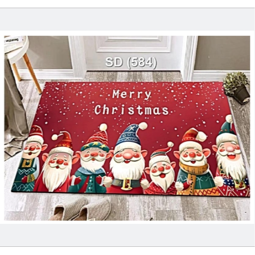 Christmas crystal velvet printed anti slip carpet, foot entr