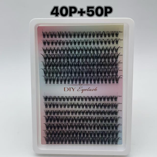 外贸分段式假睫毛卷翘浓密DIY单簇眼睫毛40P+50P假睫毛