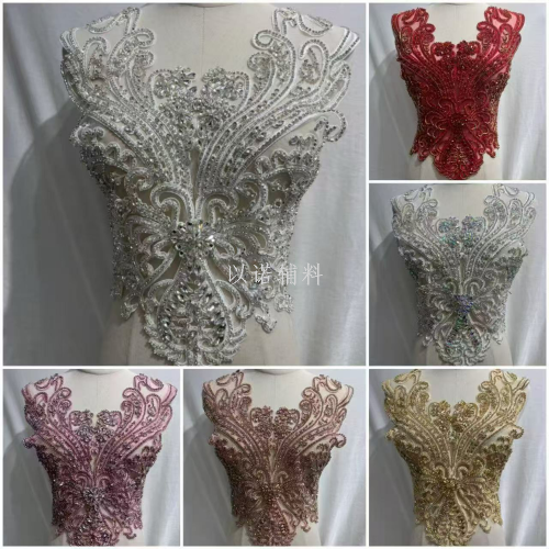 手工缝制钉珠领花重工珠绣辅料服装演出服婚纱礼服钻饰玻璃钻