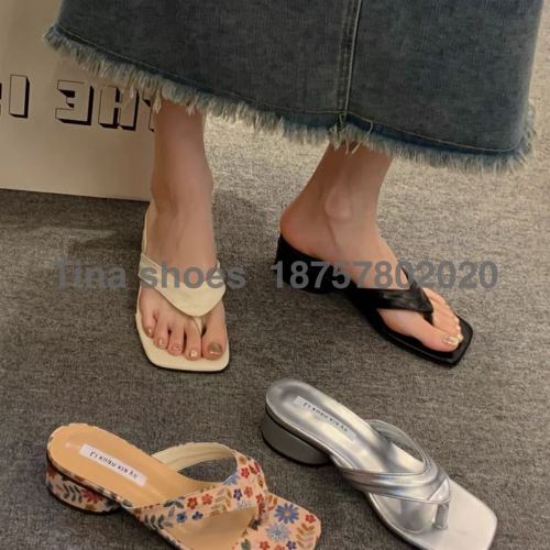Customized Heel Slippers High Heel Sandal Slippers Women‘s Shoes Fashion Slippers Low Heel Slippers Flip Flops Customization as Request