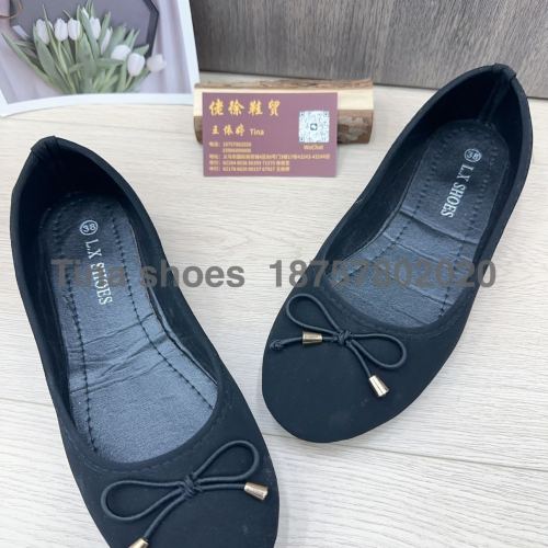 in stock 37-42 all black nimba women‘s shoes， foreign trade stock shoes， flat bottom pumps