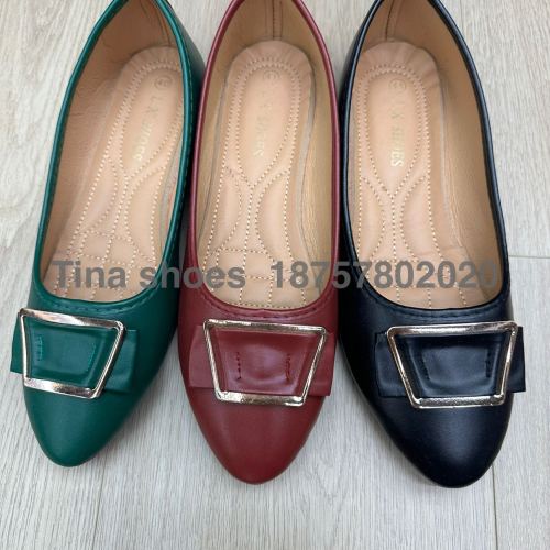 new products in stock flat pumps 37-42 women‘s shoes fashion shoes handmade cold adhesive napa pu with box black