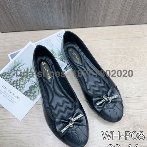 large size new 39-44 injection molding pumps all black napa pu， upper embroidered sponge midsole， flat women‘s shoes