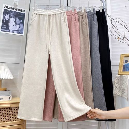 Fleece-Lined Straight-Leg Pants， Bell-Bottom Pants， Cotton Pants Fashion Women‘s Wear