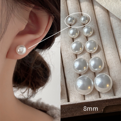 shijia bread flour light milky white pearl stud earrings female sterling silver needle niche high sense all-matching new product earrings wholesale