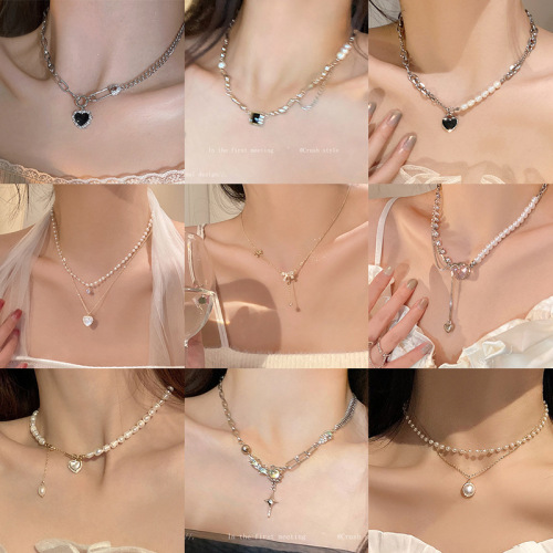 ins style pearl necklace for women all-match special-interest design high-grade light luxury clavicle chain love pendant ornaments wholesale