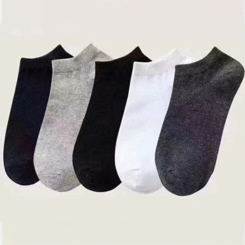 four seasons black white gray men‘s plus size socks sweat absorbing sports solid color short cross-border recycled cotton socks men‘s socks batch