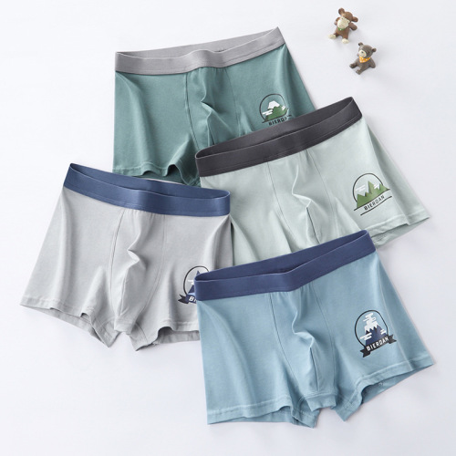 青少年发育期内裤男生平角裤男童中腰四角裤初中生透气高中生短裤