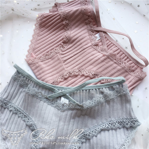 1548深V镂空#棉性感可爱性感棉蕾丝边螺纹面料低腰女内裤