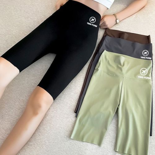 five-point ice silk shark pants women‘s summer anti-exposure outer wear safety leggings high waist shaping yoga pants