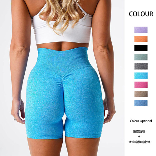 seamless new high elastic european and american peach pants hip raise yoga pants spring/summer exercise shorts nude feel fitness shorts for women