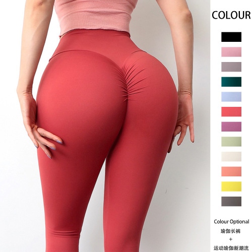 internet celebrity cross-border peach hip seamless yoga pants women‘s high waist hip lift high stretch knitted slimming leggings