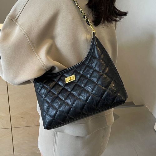 腋下小香风褶皱包包女2024新款韩版潮流时尚褶皱菱格单肩包高级感