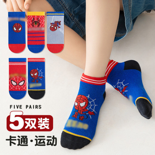 spider-man children‘s socks wholesale spring and summer mesh 1-12 years old baby socks baby boy cartoon short cotton socks generation hair