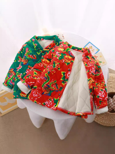 儿童家居服单花棉袄春秋打单民族风男童女童小外套炸街批发