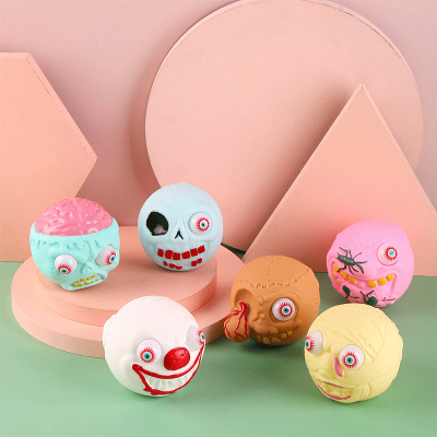 Halloween Eye-Popping Skull Zombie Pressure Reduction Toy Squeeze Eye-Popping Vent Decompression Squeezing Toy