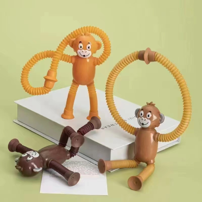 Cartoon Suction Cup Extension Tube Monkey Variety of Shapes Stretch Tube Puzzle Novelty Pressure Reduction Toy