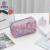Trendy Pink Cosmetic Bag Portable Octagonal Wash Bag Pu Bright Color Love Cosmetics Storage Waterproof Water Resistant Bag
